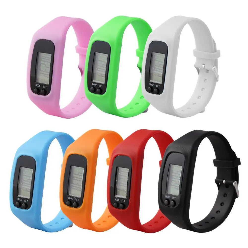 Digital LED Pedometer Watch - Silicone Sport Bracelet with Step Counter and Calorie Tracker