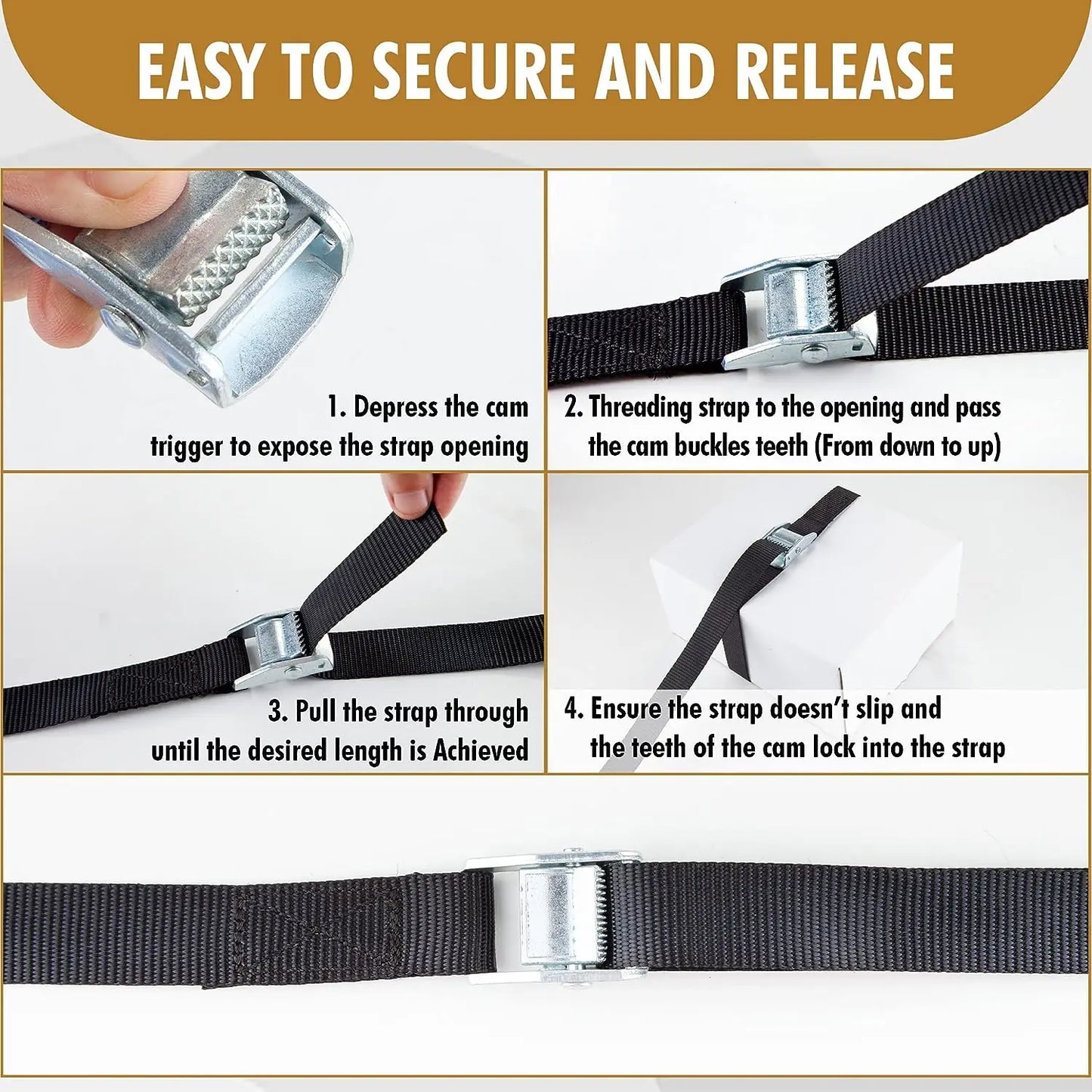 Heavy-Duty 5M Adjustable Luggage Straps with Pressure Buckle - Multi-Purpose Binding Belt and Safety Rope Tensioner