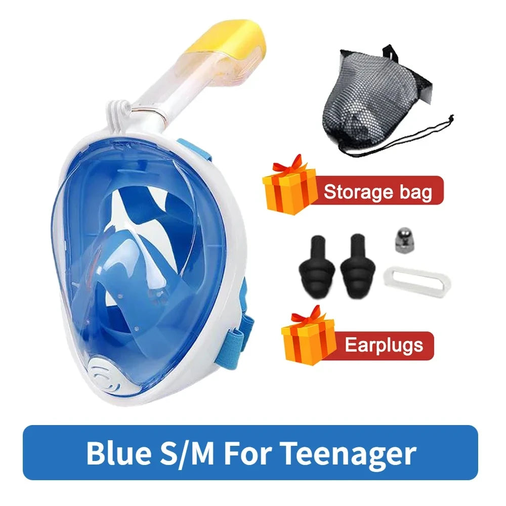 Full Face Snorkeling Mask - Anti-Fog Underwater Diving Goggles for Kids & Adults Swimming Equipment