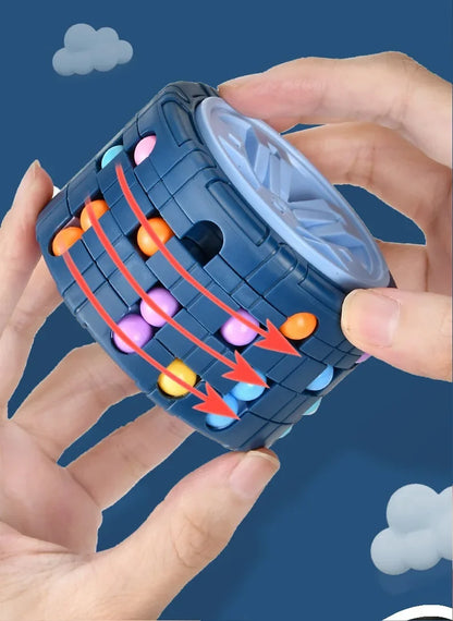 3D Rotating Cube Puzzle Toy - Magical Bean Gyro Slide Game for Stress Relief & Montessori Learning