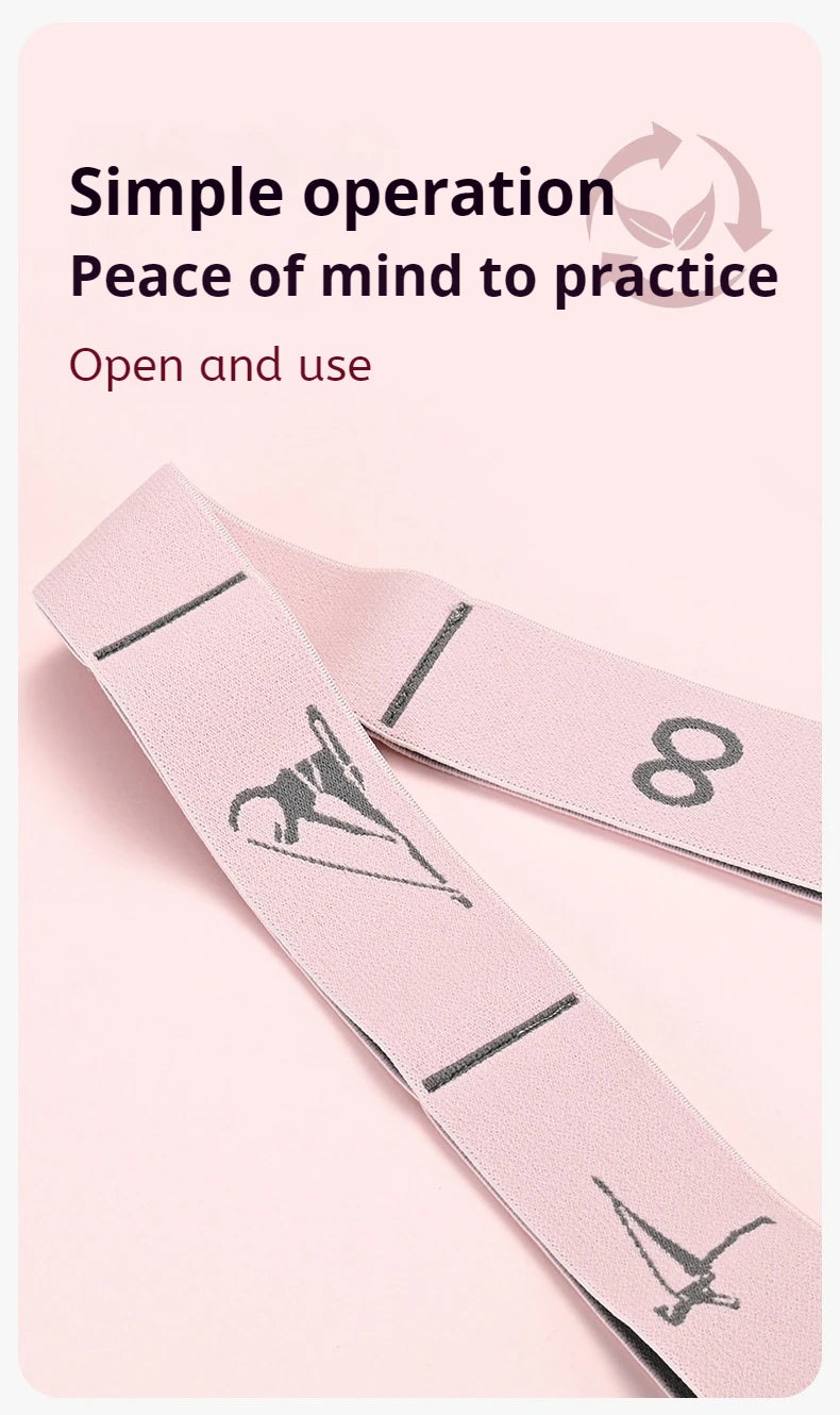 Yoga Resistance Band - Sectioned Stretching Belt for Pilates, Dance & Fitness Training