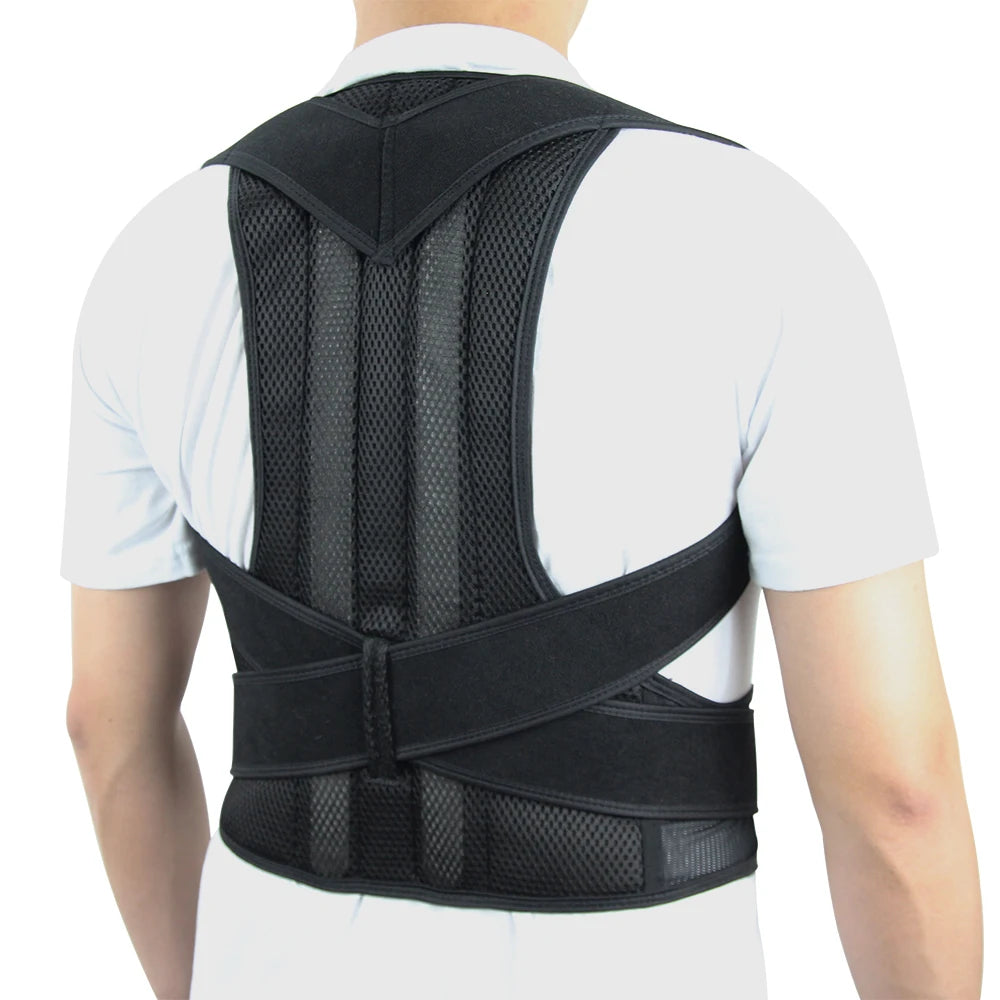Adjustable Posture Corrector Back Brace - Lumbar Support Belt for Men & Women with Shoulder Support to Improve Scoliosis