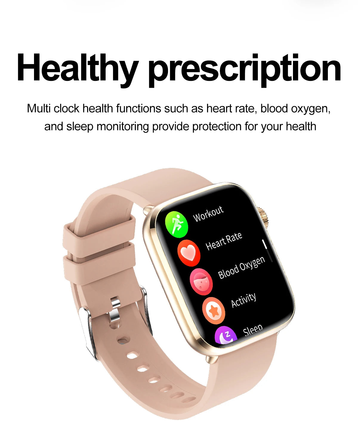 AI Smart Health Watch - HRV+PPG Blood Pressure & Heart Rate Monitor with IP68 Waterproof & NFC