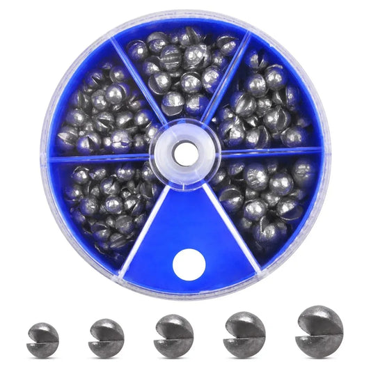 Round Split Shot Fishing Sinkers - 100g Box of 205pcs - Removable Weights for Jig Rigs