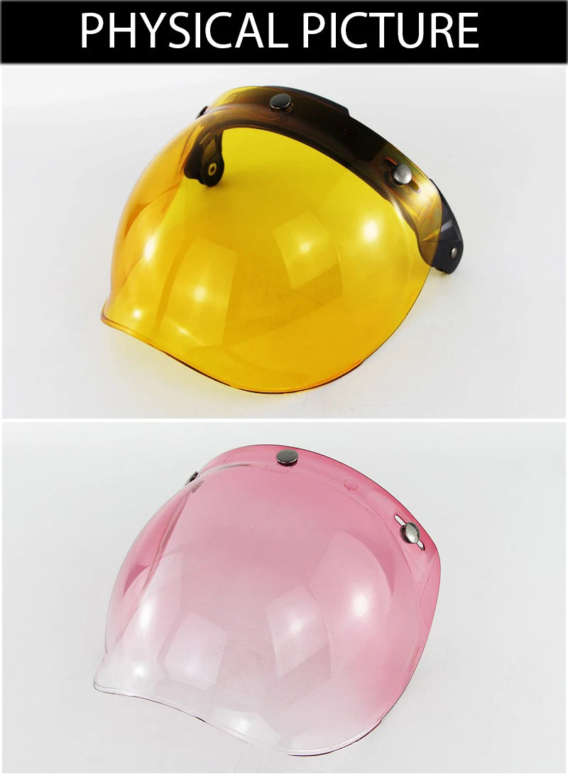 Retro Motorcycle Helmet Bubble Visor - Anti-Fog UV Protection HD Lens for Open Face Half Helmets