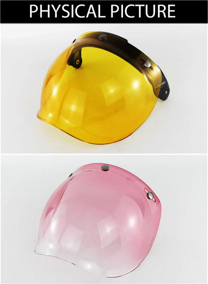 Retro Motorcycle Helmet Bubble Visor - Anti-Fog UV Protection HD Lens for Open Face Half Helmets