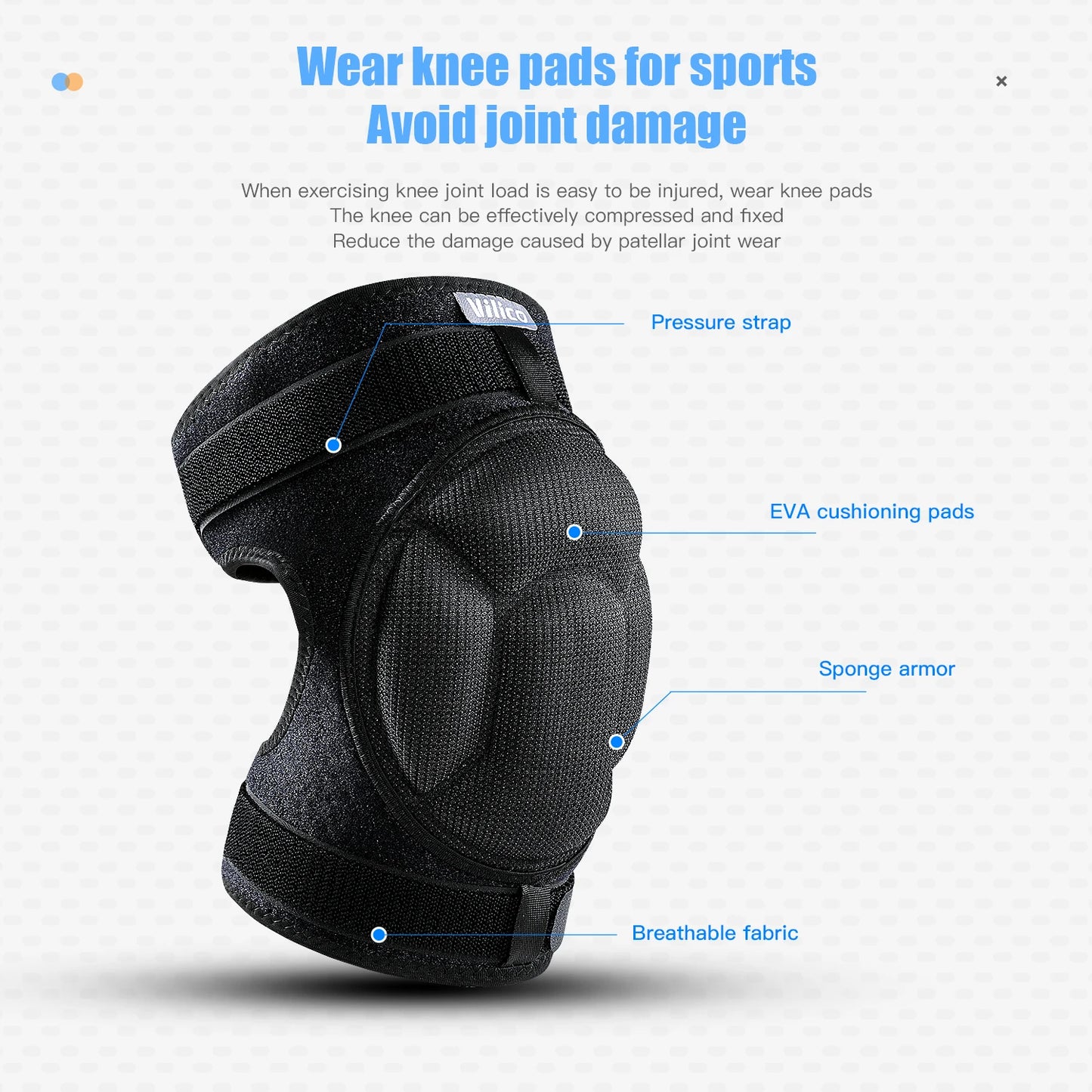 Thickened Anti-Collision Knee Pads - Elastic Pressure Strap Knee Brace for Volleyball, Extreme Sports & Protection