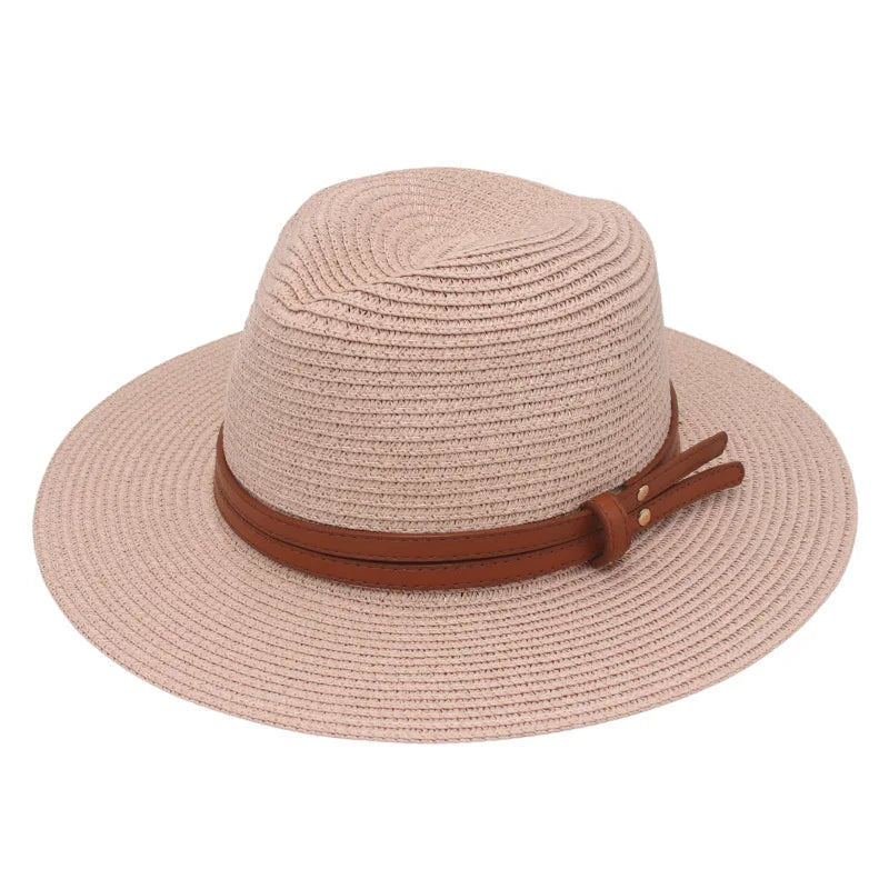 Breathable Straw Panama Hat - European American Style Jazz Sun Hat for Beach & Leisure