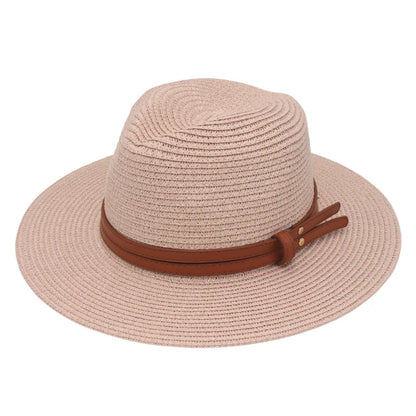 Breathable Straw Panama Hat - European American Style Jazz Sun Hat for Beach & Leisure