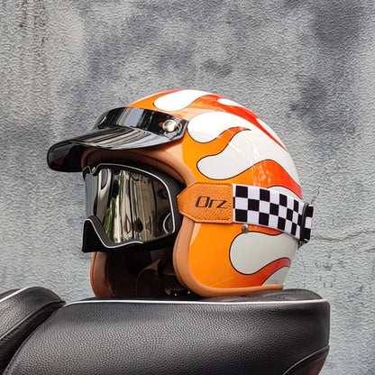 Retro 3/4 Open-Face Motorcycle Helmet - Semi-Open Cross-Country Winter Riding Helmet