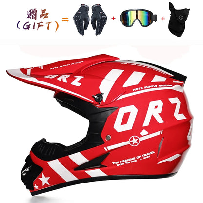Kids Flip-Up Motorcycle Helmet - Off-Road Motocross ATV Dirt Bike Downhill MTB DH Racing + 3 Free Gifts