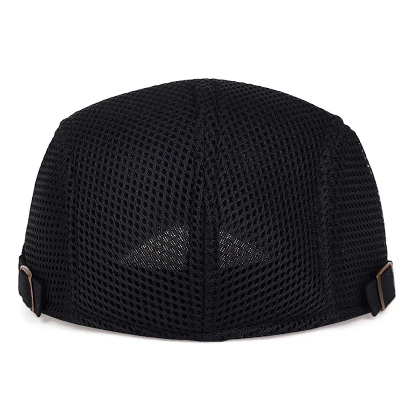 Breathable Mesh Newsboy Cap - Adjustable Flat Cap for Active & Casual Wear