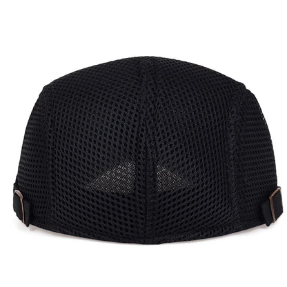 Breathable Mesh Newsboy Cap - Adjustable Flat Cap for Active & Casual Wear