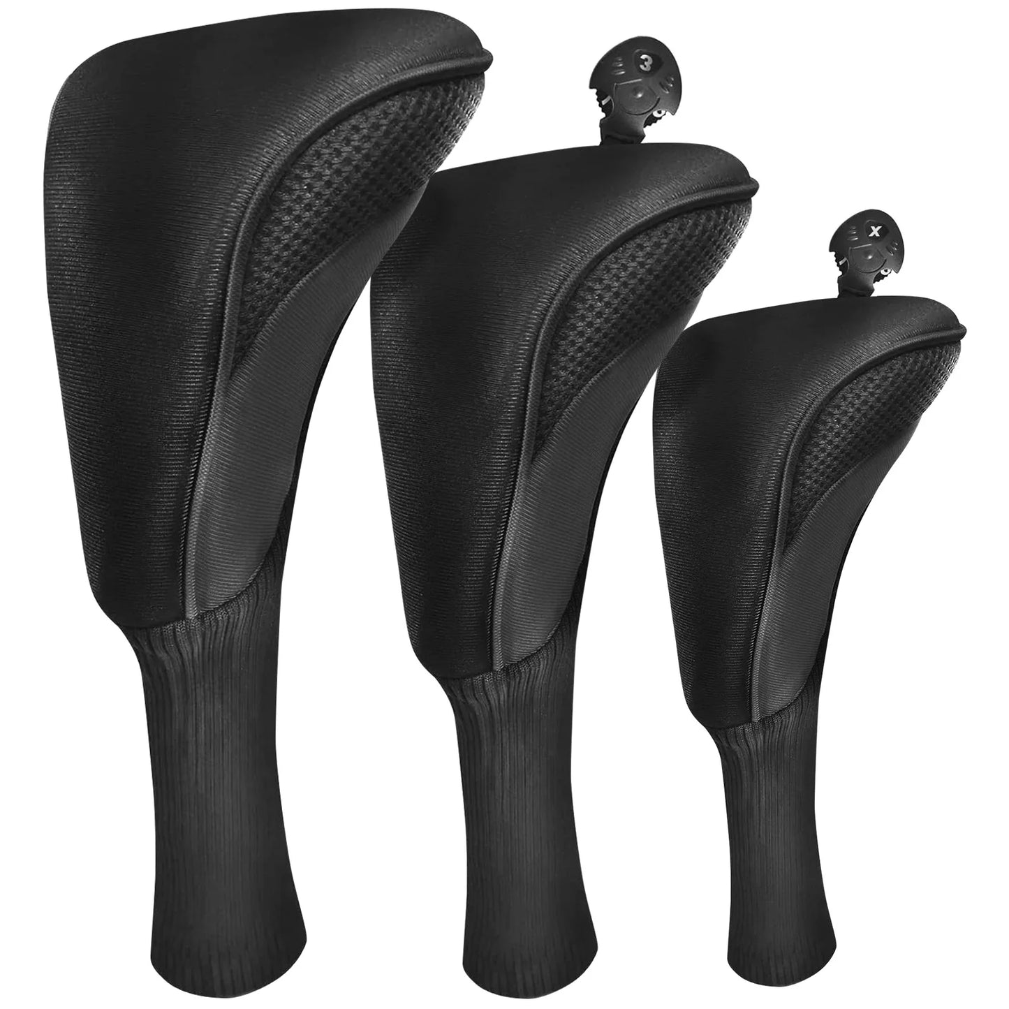 Premium Golf Club Head Covers for Woods & Hybrids - 1 Piece Long Neck Design