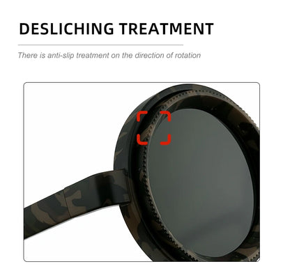 Polarized Steampunk Round Sunglasses - ND9 Adjustable Dimming, Small Frame Light-Reducing Eyewear for Men, Fishing & Driving UV400