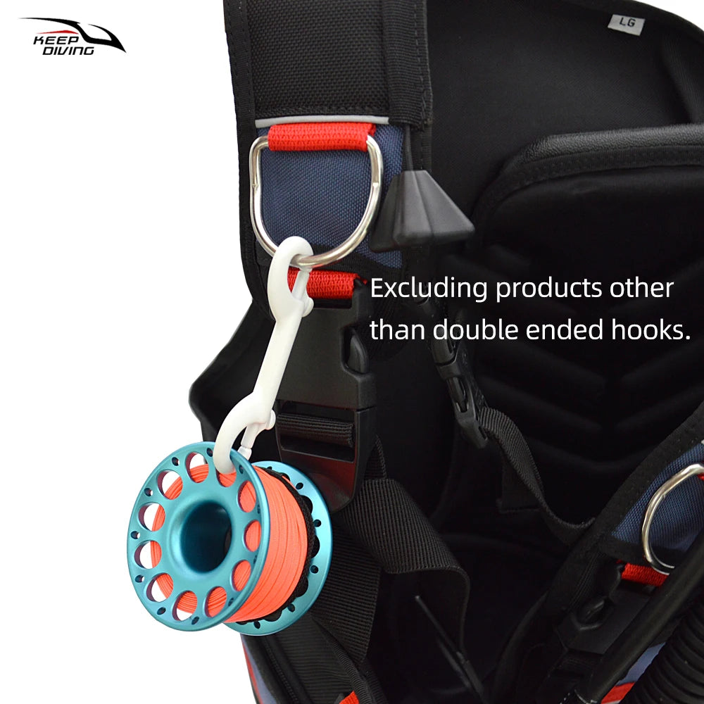 KEEP DIVING 316 Stainless Steel Double-Ended Scuba Diving Hook - BCD Equipment Accessory with Quick Draw Snap Bolt Kit (1 Piece)