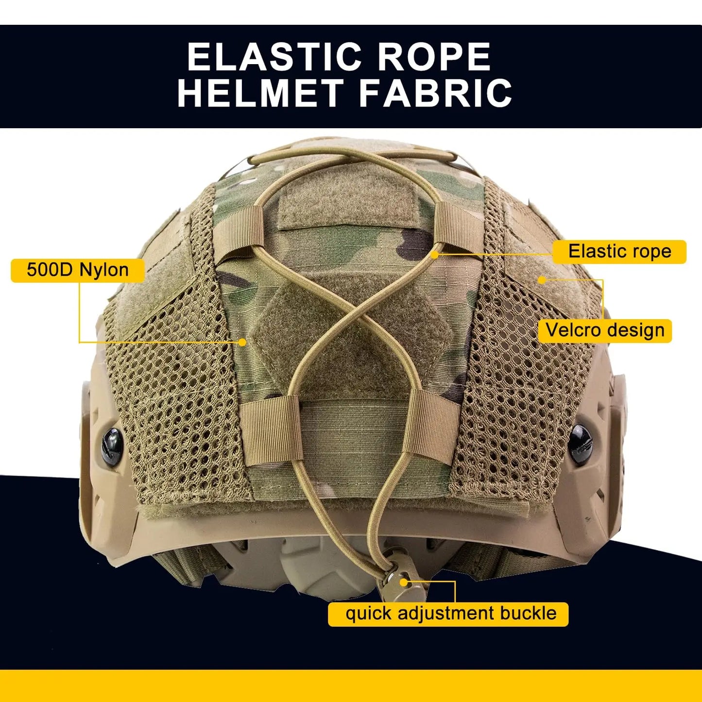 BOOIU Tactical Helmet Cover - Camo Cloth with Velcro for Airsoft Fast Helmets | Military CS Hunting Gear (Cover Only, Helmet Not Included)