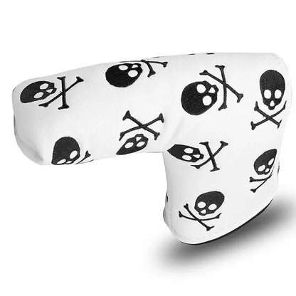 Golf Putter Head Cover - PU Leather Blade Club Protector in Black & White, Universal Fit for Men & Women