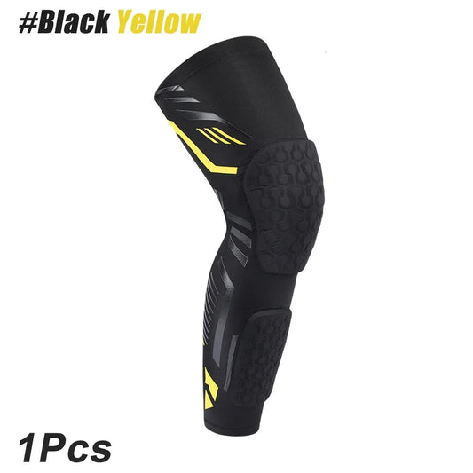 Padded Knee Compression Sleeve - Long Leg Calf Protection Sports Brace for Soccer - Adult & Youth Shin Pads (1 Piece)