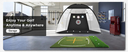 5x4ft Dual Turf Golf Hitting Mat - Thickened Practice Mat with Standing Guide-Line & Swing Path Line