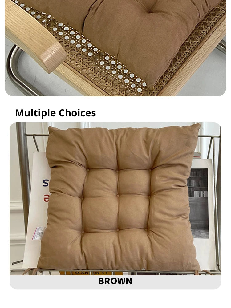 Square Seat Cushion - Linen & Pearl Cotton Blend with Removable Washable Cover - Protective Mat for Home, Office & Computer Chair