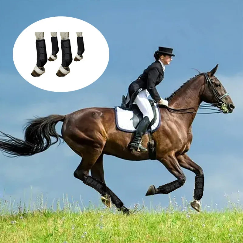 2PCS Equestrian Horse Leg Boots - Anti-Collision Racing Protection with Neoprene Material for Soft Shock Absorption