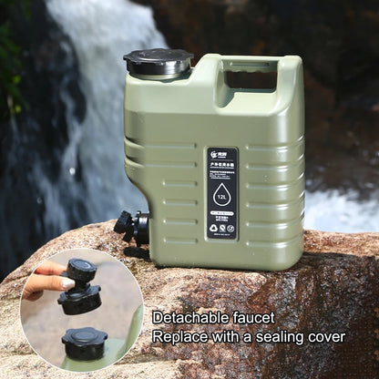 Portable Water Container 12L (3.2 Gallon) - BPA-Free Food-Grade PE Bucket for Camping, Hiking & Emergency Storage