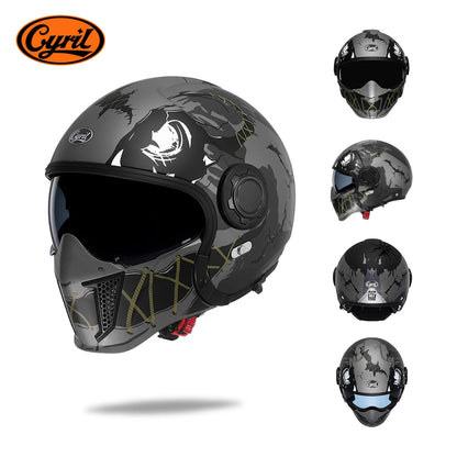 Modular Motorcycle Helmet - Full Face/Open Face 3/4 Dual Visor Helmet (ECE/DOT Certified, Unisex)