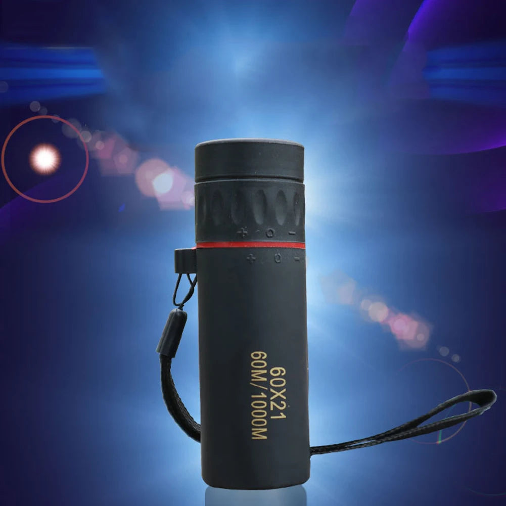 60x21 BAK4 Zoom Monocular Binoculars with Wrist Strap - Mini Portable Telescope for Outdoor Camping & Hunting
