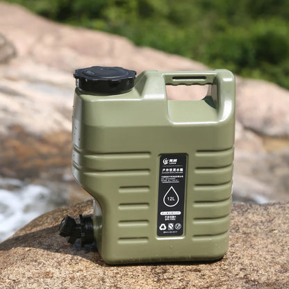 Portable Water Container 12L (3.2 Gallon) - BPA-Free Food-Grade PE Bucket for Camping, Hiking & Emergency Storage