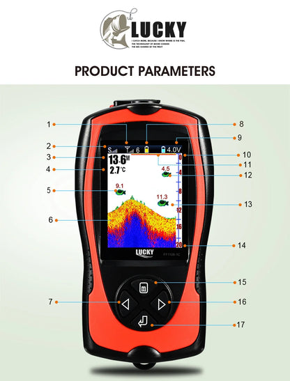 Wireless Fish Finder - Rechargeable Sonar Sensor 45M Depth for Portable Fishing