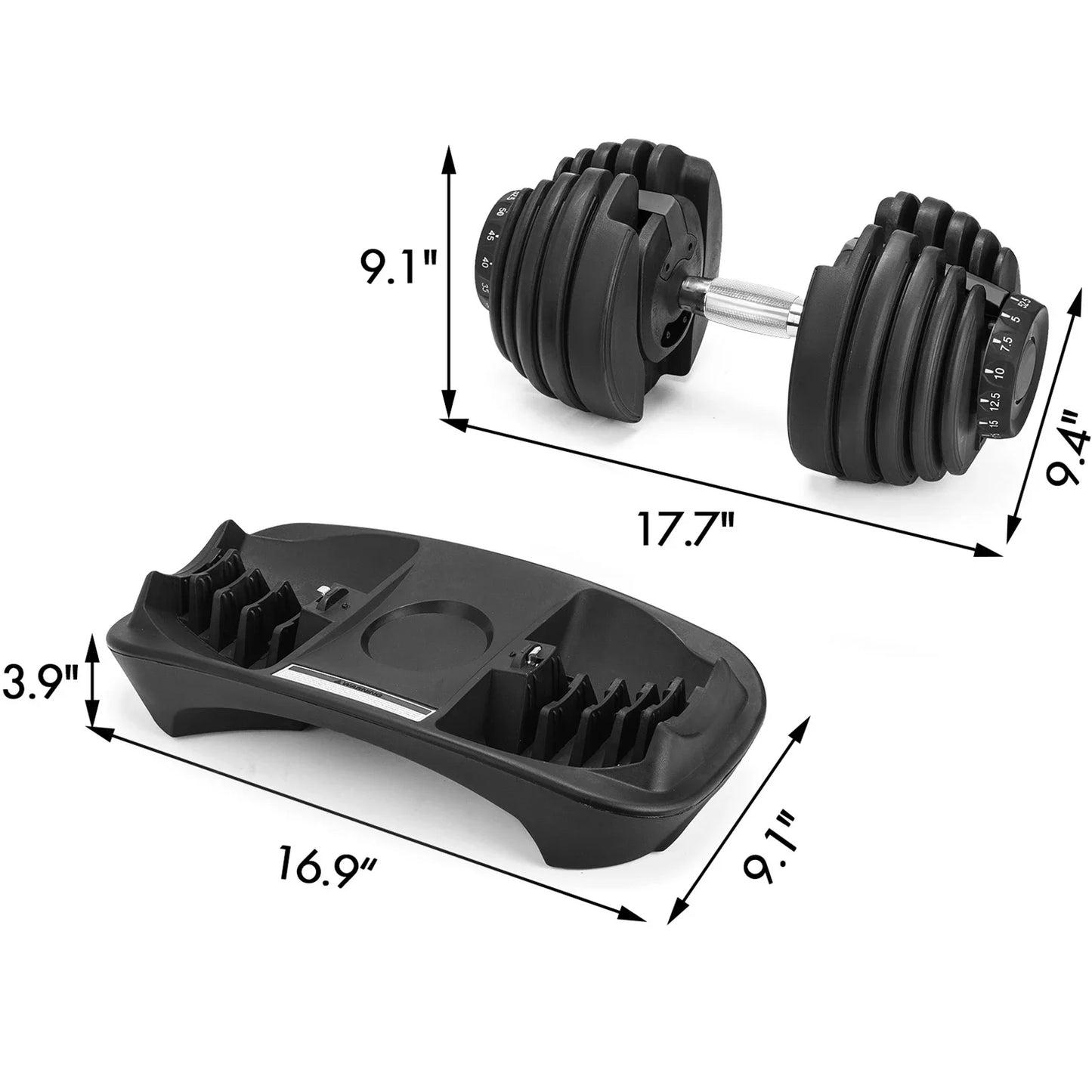 Adjustable Dumbbell Set 24KG - Rubber-Coated Home Gym Equipment with Anti-Slip Handle