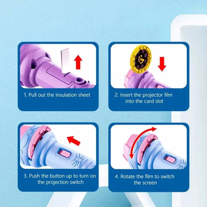 Kids Cartoon Projector Flashlight - 10 Slide Cards Bedtime Story Toy for Children