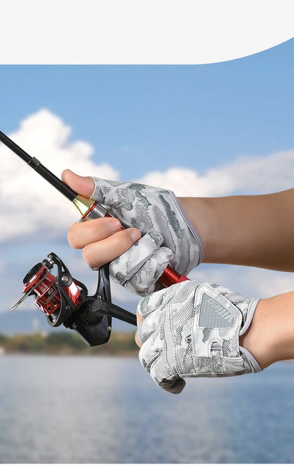 Men's Summer Fishing Gloves - Ice Silk Breathable Three-Finger Cut Design with UV Protection & Anti-Slip Grip (1 Pair)
