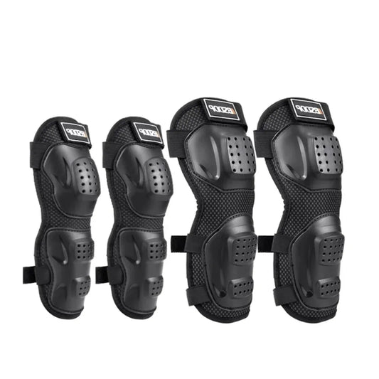 Motorcycle Knee and Elbow Pads - 4-Piece Breathable Racing Protection Set for Off-Road and Outdoor Sports