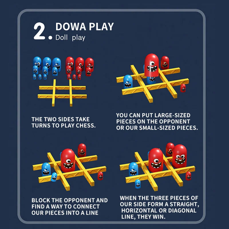 Tic Tac Toe Strategy Board Game - Big Eat Small Educational Thinking Game for Kids - Parent-Child Interactive Learning Toy - Christmas Gift