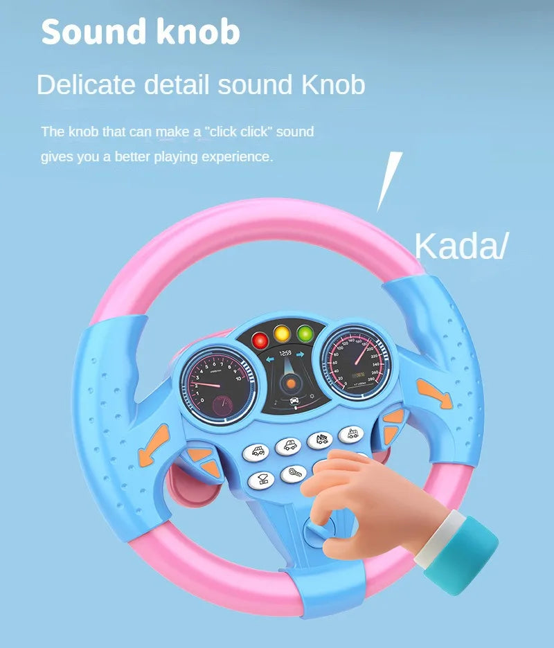 Kids Interactive Steering Wheel Toy - Educational Stroller Copilot with Sound Effects