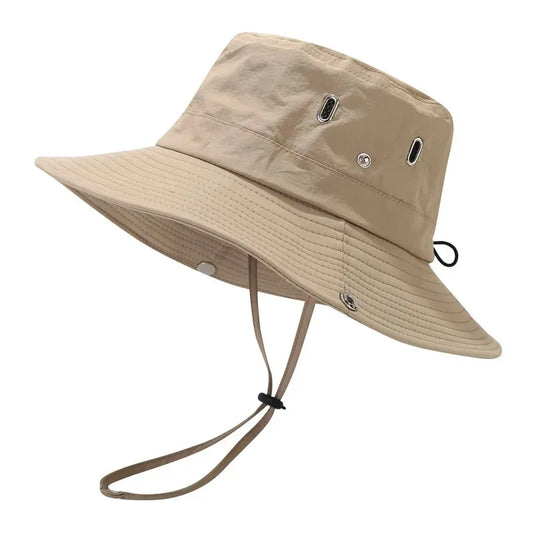 Men's Summer Fisherman Bucket Hat - Wide Brim Sun Protection Cap for Outdoor Activities