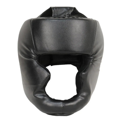 MMA Boxing Training Set - PU Leather Safety Gloves & Head Gear Protector for Adults & Kids - Kickboxing Equipment