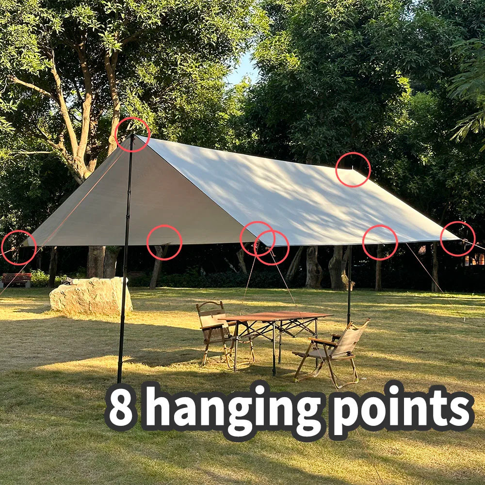 Waterproof Camping Tarp - 3500mm PU Coated 190T Polyester Sun Shelter with UV Protection - Multiple Sizes Available