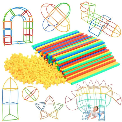 Colorful Straws and Connectors Building Set - Educational Engineering Toy for Motor Skills Development