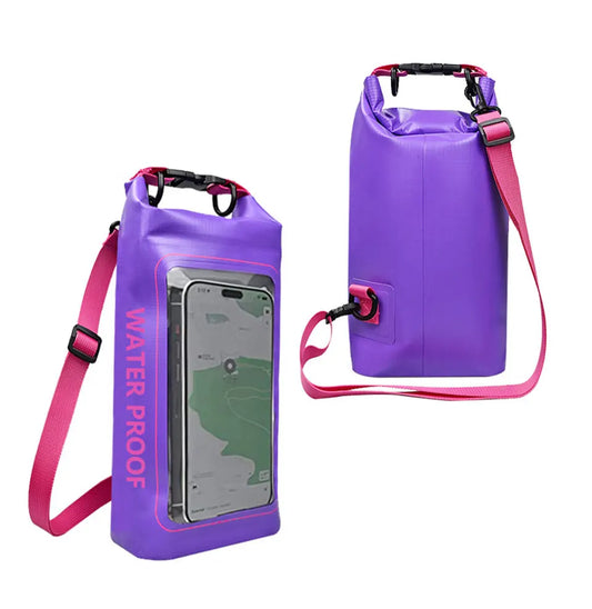 PVC Waterproof Dry Bag 2L - Touch Screen Phone Pouch for Swimming Rafting Surfing Boating - Shoulder Bag
