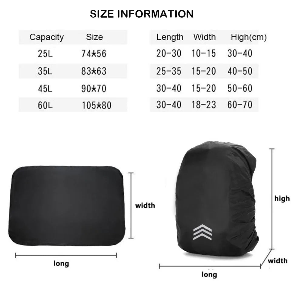 Waterproof Backpack Rain Cover - 25L-60L Nylon Outdoor Hiking Cycling Mountaineering Dust Cover for Men & Women
