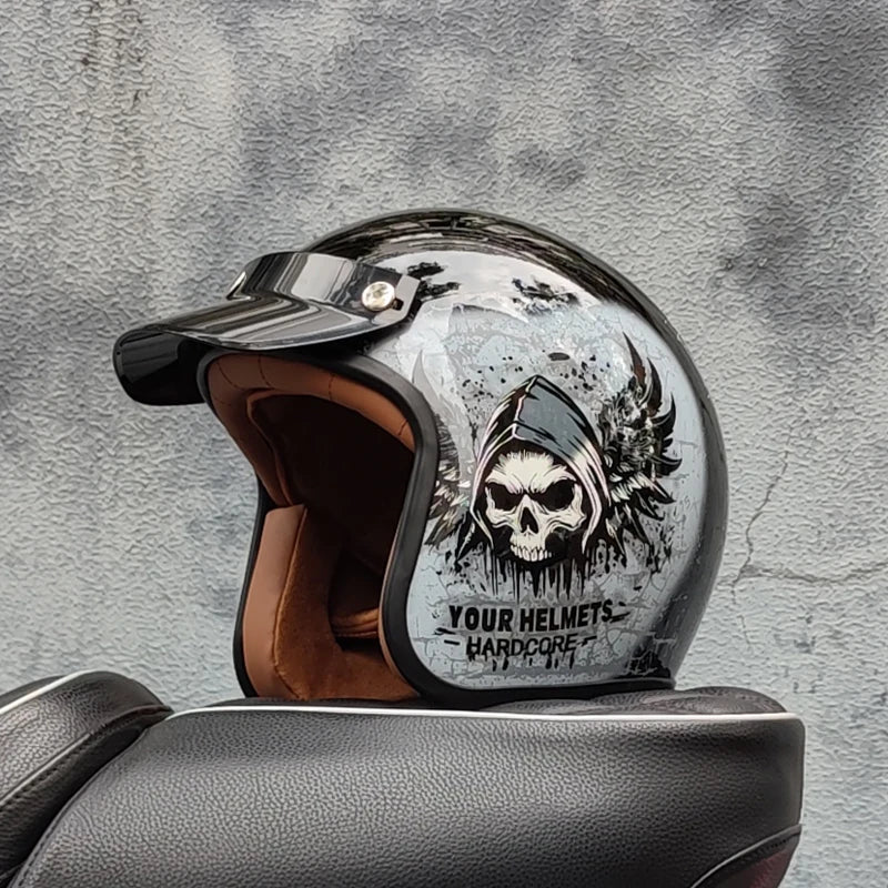 Retro 3/4 Open-Face Motorcycle Helmet - Semi-Open Cross-Country Winter Riding Helmet