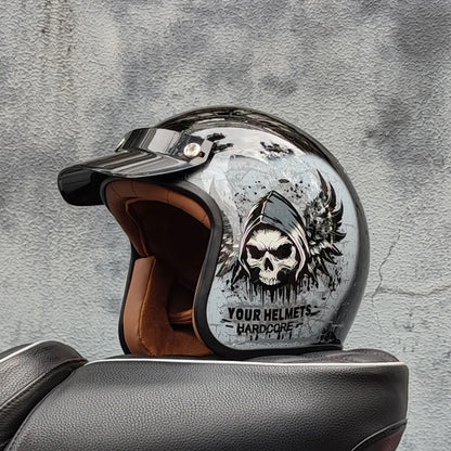Retro 3/4 Open-Face Motorcycle Helmet - Semi-Open Cross-Country Winter Riding Helmet