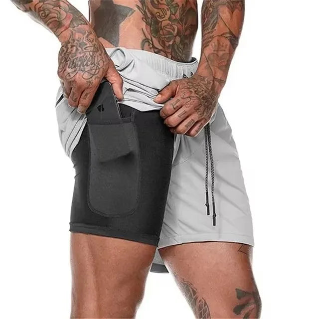 Men's 2-in-1 Compression Athletic Shorts - Double Layer Summer Fitness Training Shorts for Gym & Sports