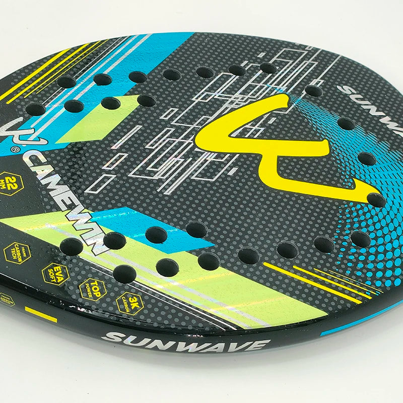 3K Carbon Fiber Beach Tennis Racket - Full Carbon Rough Surface for Men & Women - Complete Set