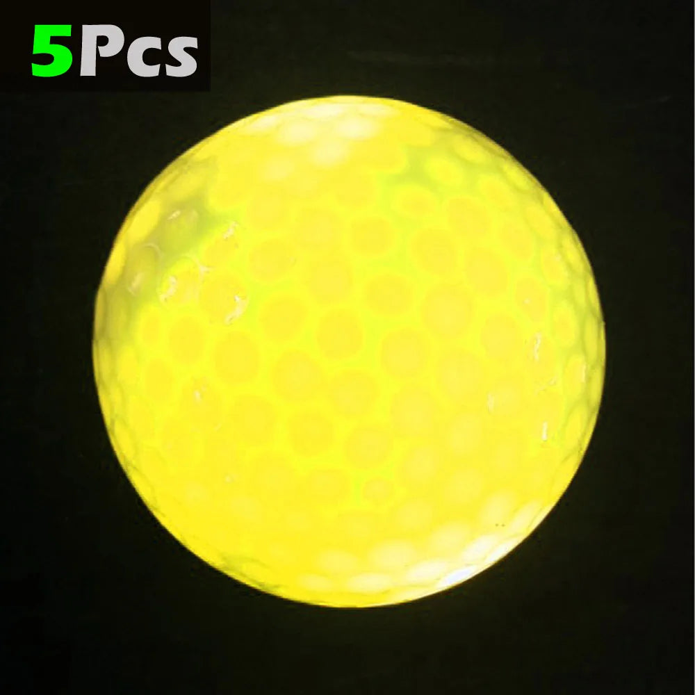 LED Golf Balls - 5 Pack Glow in the Dark Night Training Balls (Blue, Orange, Red, White, Green, Pink)