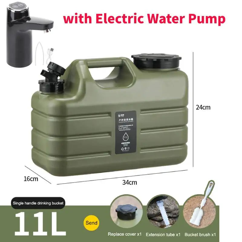 Portable Water Container with Electric Pump - 11L/12L Camping Water Dispenser for Outdoor Use