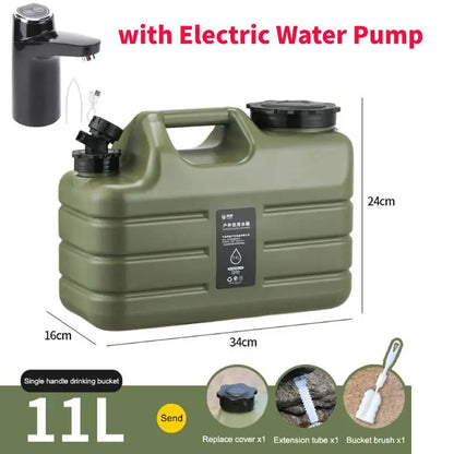 Portable Water Container with Electric Pump - 11L/12L Camping Water Dispenser for Outdoor Use